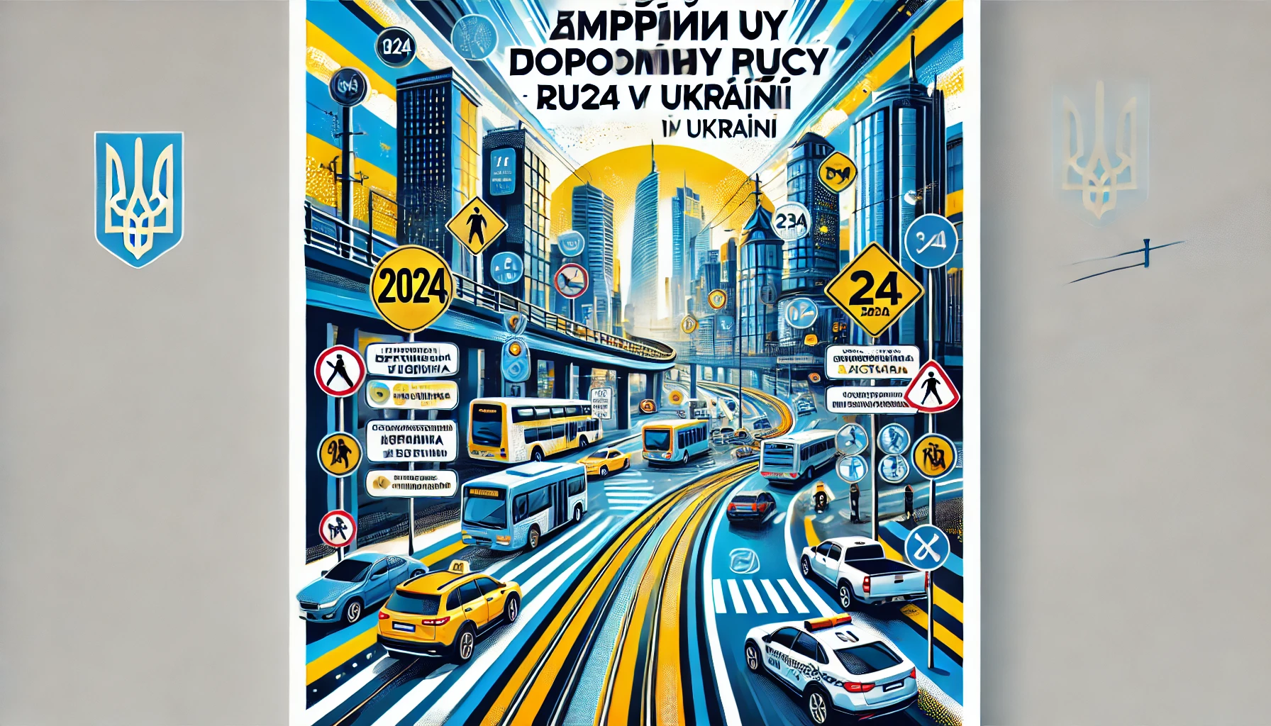 DALL·E 2024-12-24 23.58.44 - A vibrant informational poster in Ukrainian language, titled 'Зміни у дорожньому русі 2024 в Україні' (Changes in road traffic 2024 in Ukraine). The d